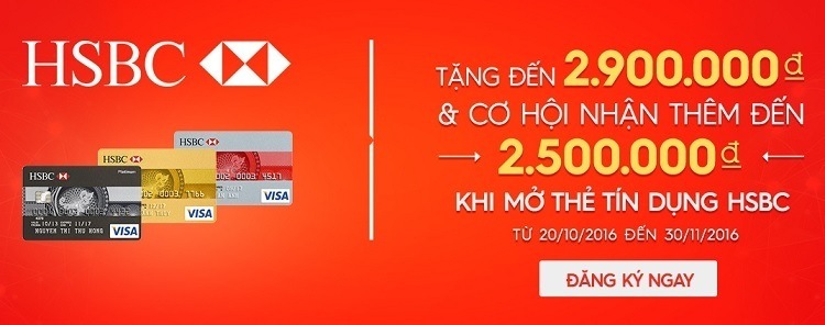 Khuyến mãi mở thẻ tín dụng HSBC