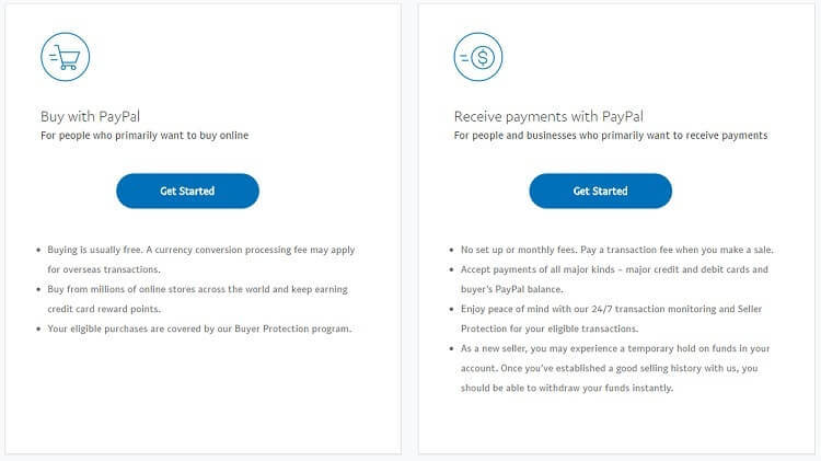 Paypal có hai loại tài khoản là Personal và Business