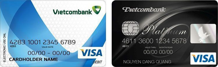 Thẻ ghi nợ Visa có chữ Debit còn thẻ tín dụng thì không có chữ này