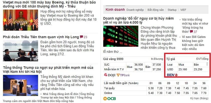 ty gia usd hom nay Tỷ giá USD hôm nay tại VNExpress