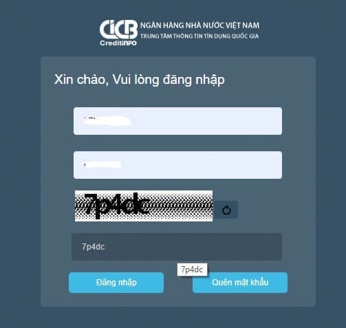 dang nhap cic Bước 2: Đăng nhập tài khoản CIC
