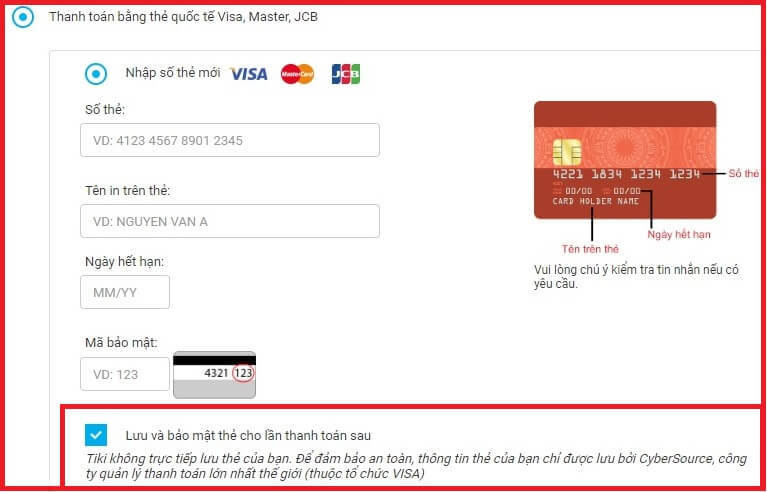 khong luu the khi thanh toan online