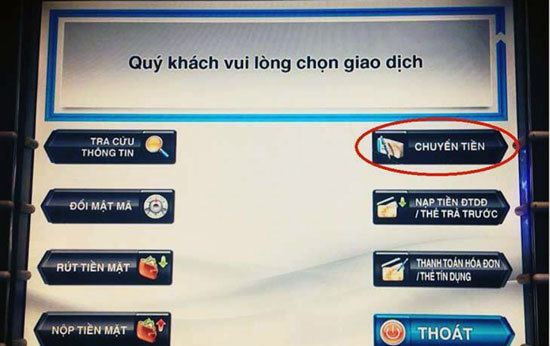 Cách chuyển tiền qua máy ATM