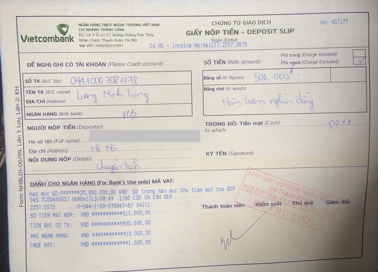 nop tien vao tai khoan nguoi khac Bạn có thể chuyển tiền bằng cách mang ra chi nhánh ngân hàng bất kỳ và nhờ ngân hàng chuyển cho người nhận