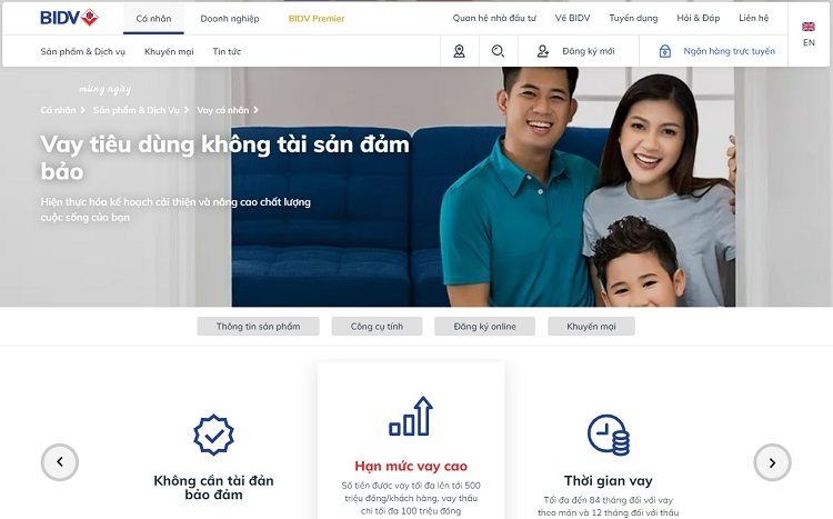 vay tieu dung bidv Ngân hàng cho vay tín chấp BIDV