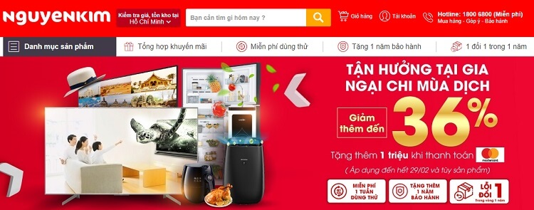 Ưu đãi cho chủ thẻ tín dụng mua sắm ở Nguyễn Kim