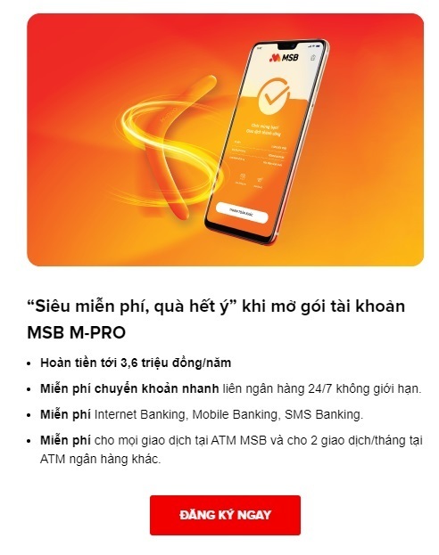 “Siêu miễn phí, quà hết ý” khi mở gói tài khoản MSB M-PRO