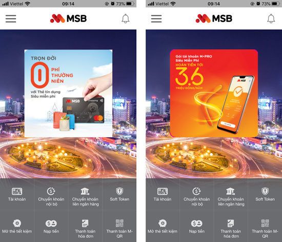 Ứng dụng Mobile Banking của MSB