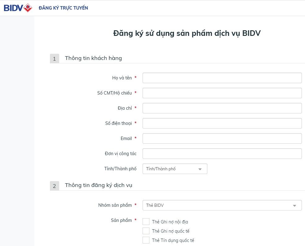 dang ky lam the atm online bidv Đăng ký làm thẻ ngân hàng online BIDV