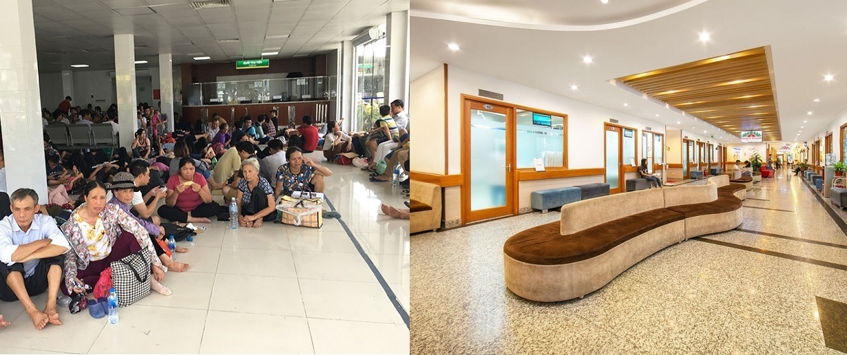 hinh anh doi lap giua vien Vien Duc va Hong Ngoc Hình ảnh đối lập giữa viện Việt Đức (Trái) và Hồng Ngọc (Phải)