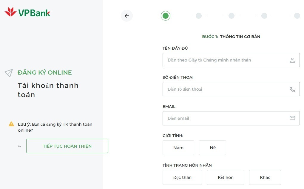 Thủ tục đăng ký tài khoản VPBank chỉ mất vài phút