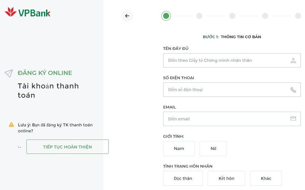 Thủ tục đăng ký tài khoản VPBank chỉ mất vài phút