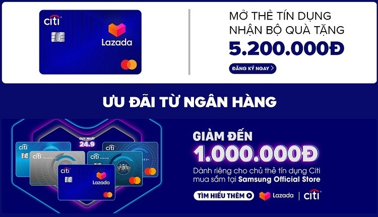 khuyen mai mo the tin dung citibank lazada Khuyến mãi mở thẻ tín dụng Citibank qua Lazada