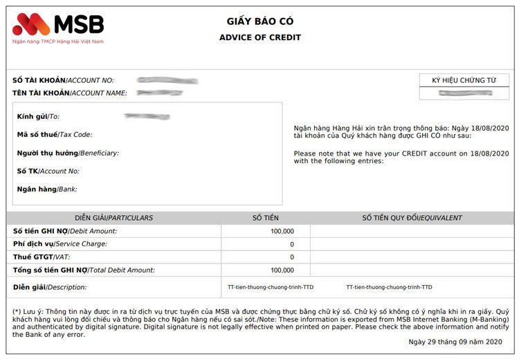 MSB hoàn tiền khi chi tiêu với thẻ Visa Debit