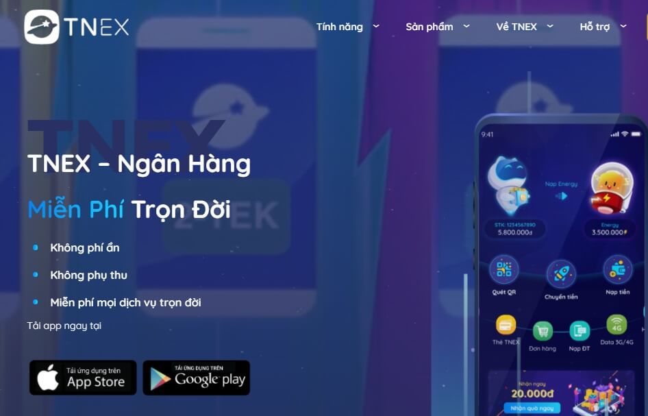 TNEX miễn mọi loại phí trọn đời