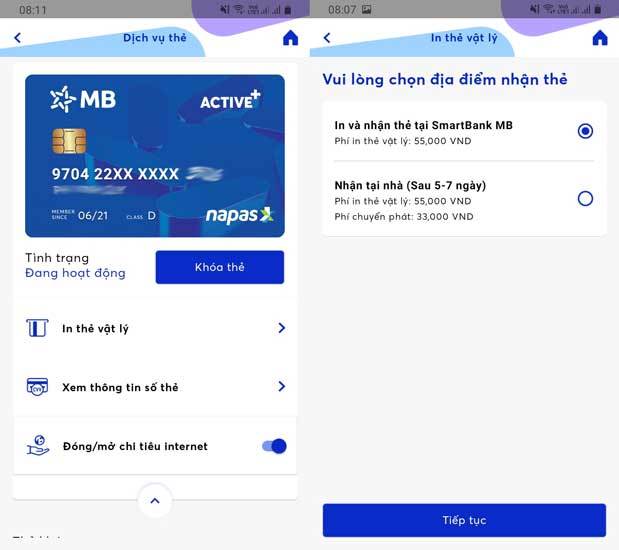 Mở thẻ ATM nhận thẻ tại nhà MBBank