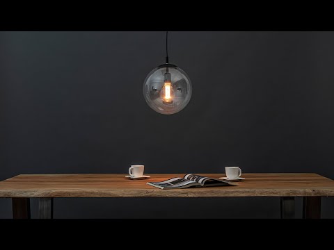 Hanglamp zwart met helder glazen bol 30 cm | Straluma 01600040 Hanglamp zwart met helder glazen bol 30 cm | Straluma 01600040