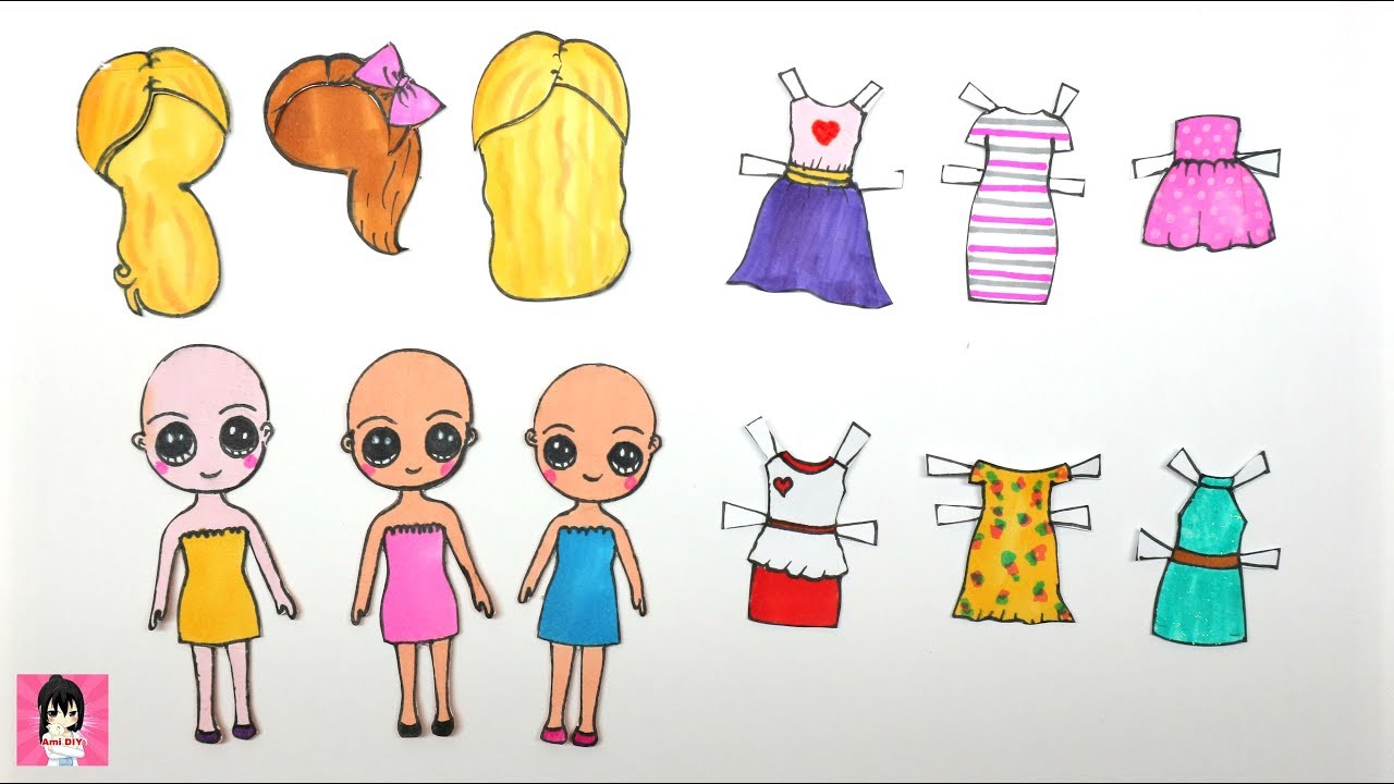 How To Make Paper Dolls Clothes How To Draw Dresses & Accessories  Papercraft - Youtube