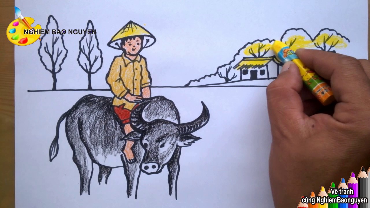 Vẽ Chú Bé Chăn Trâu/How To Draw Baby Buffalo Herd - Youtube
